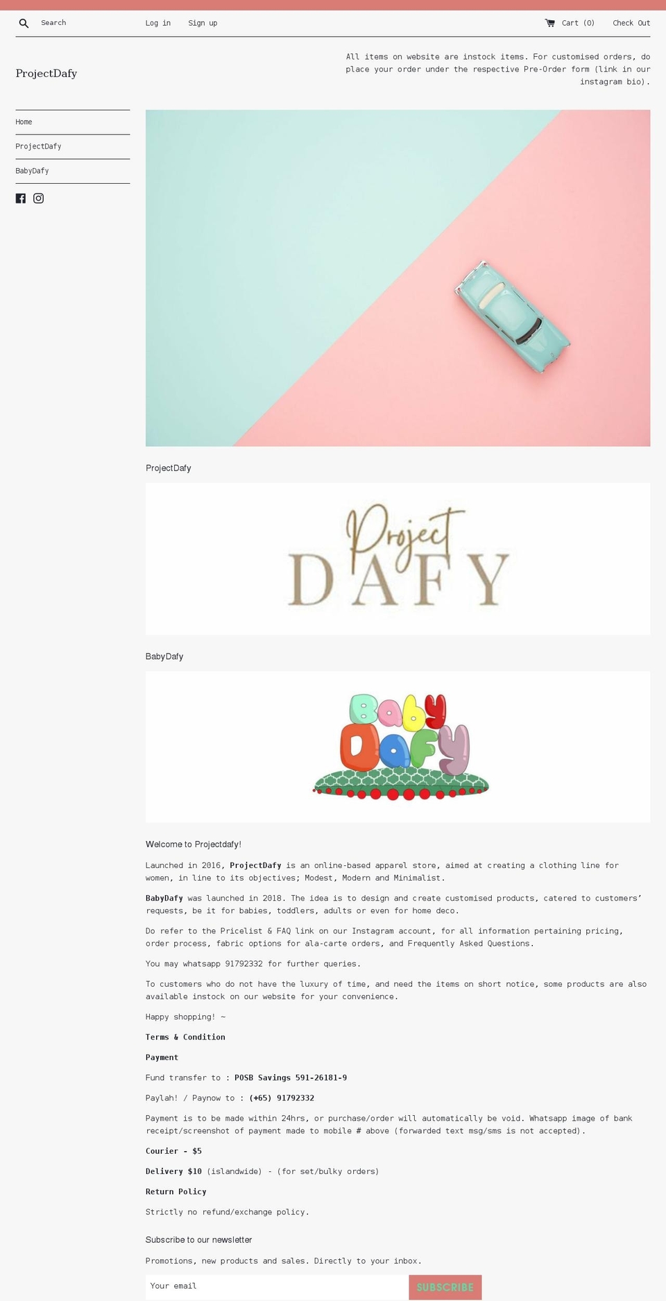 projectdafy.com — Shopify storefront screenshot