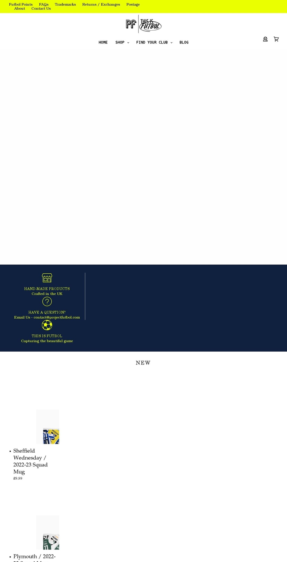 projectfutbol.com shopify website screenshot