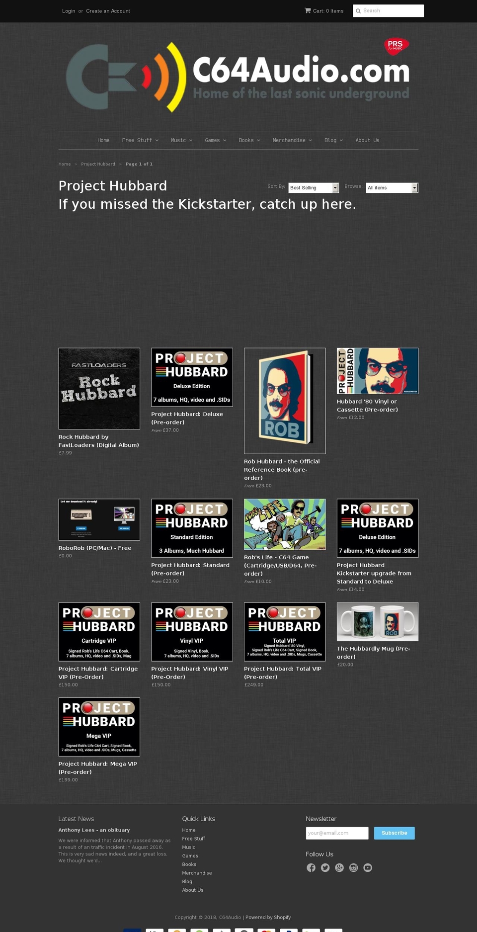 projecthubbard.com — Shopify storefront screenshot