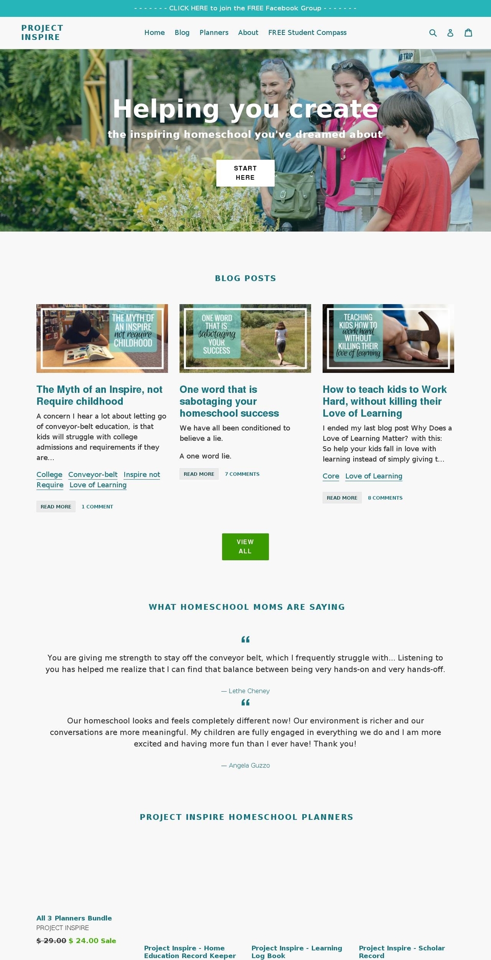 projectinspireus.com — Shopify storefront screenshot