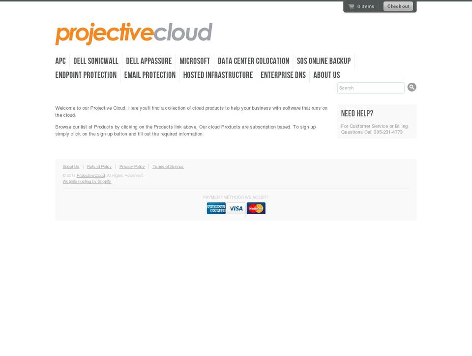 projectivecloud.com — Shopify storefront screenshot