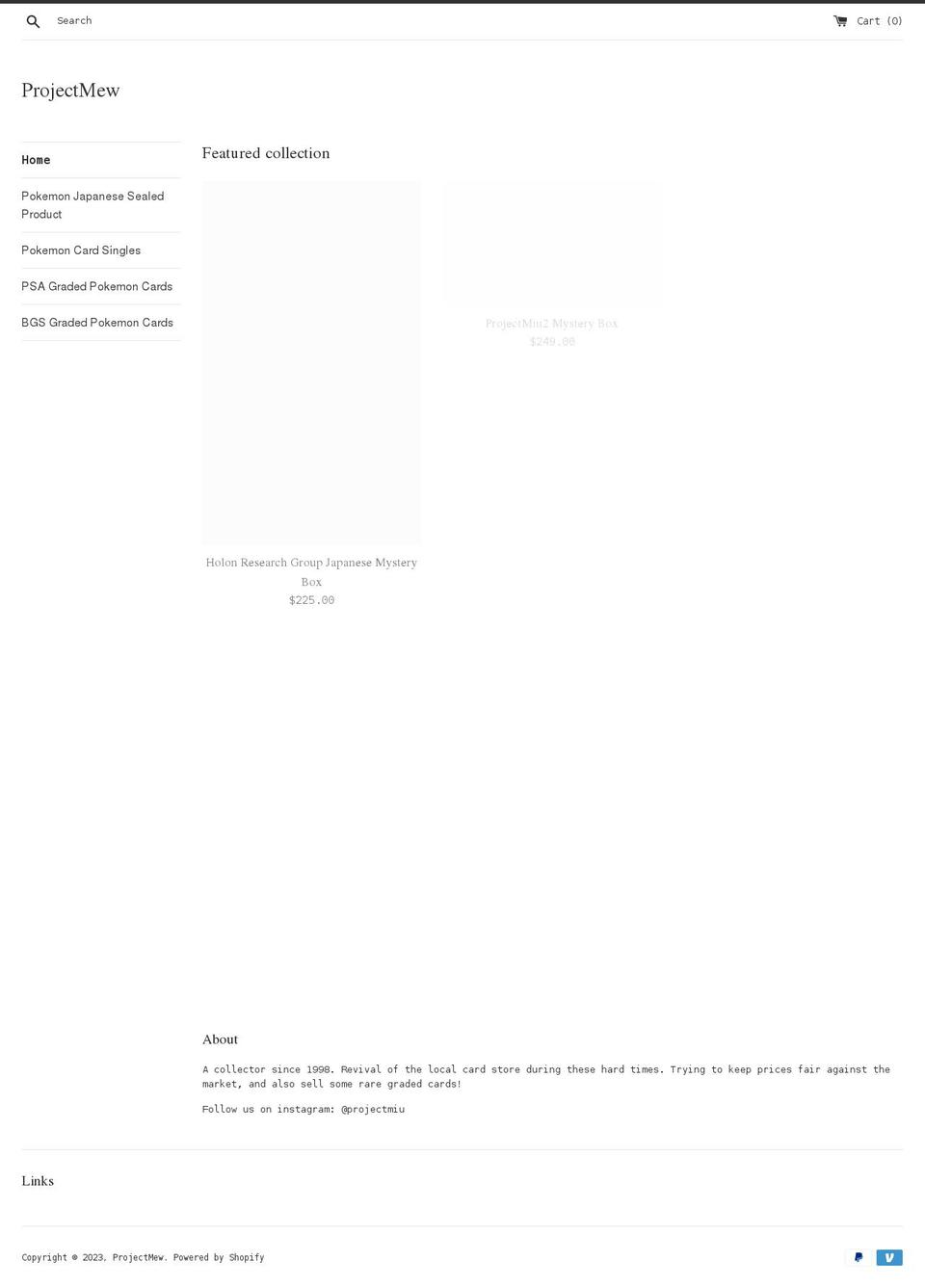 projectmew2.com shopify website screenshot