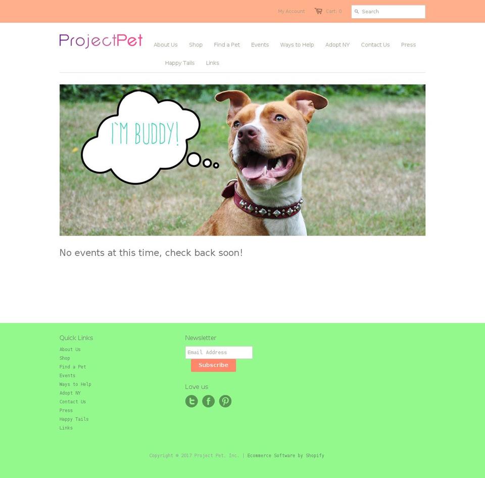 projectpetinc.org shopify website screenshot