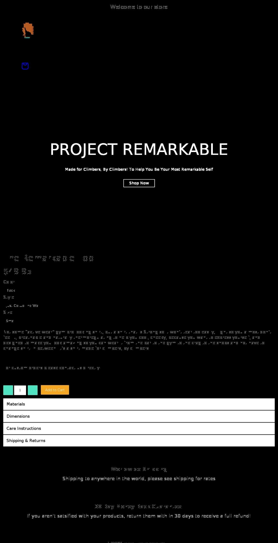 projectremarkable.com shopify website screenshot