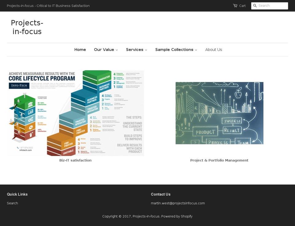 projectsinfocus.com shopify website screenshot