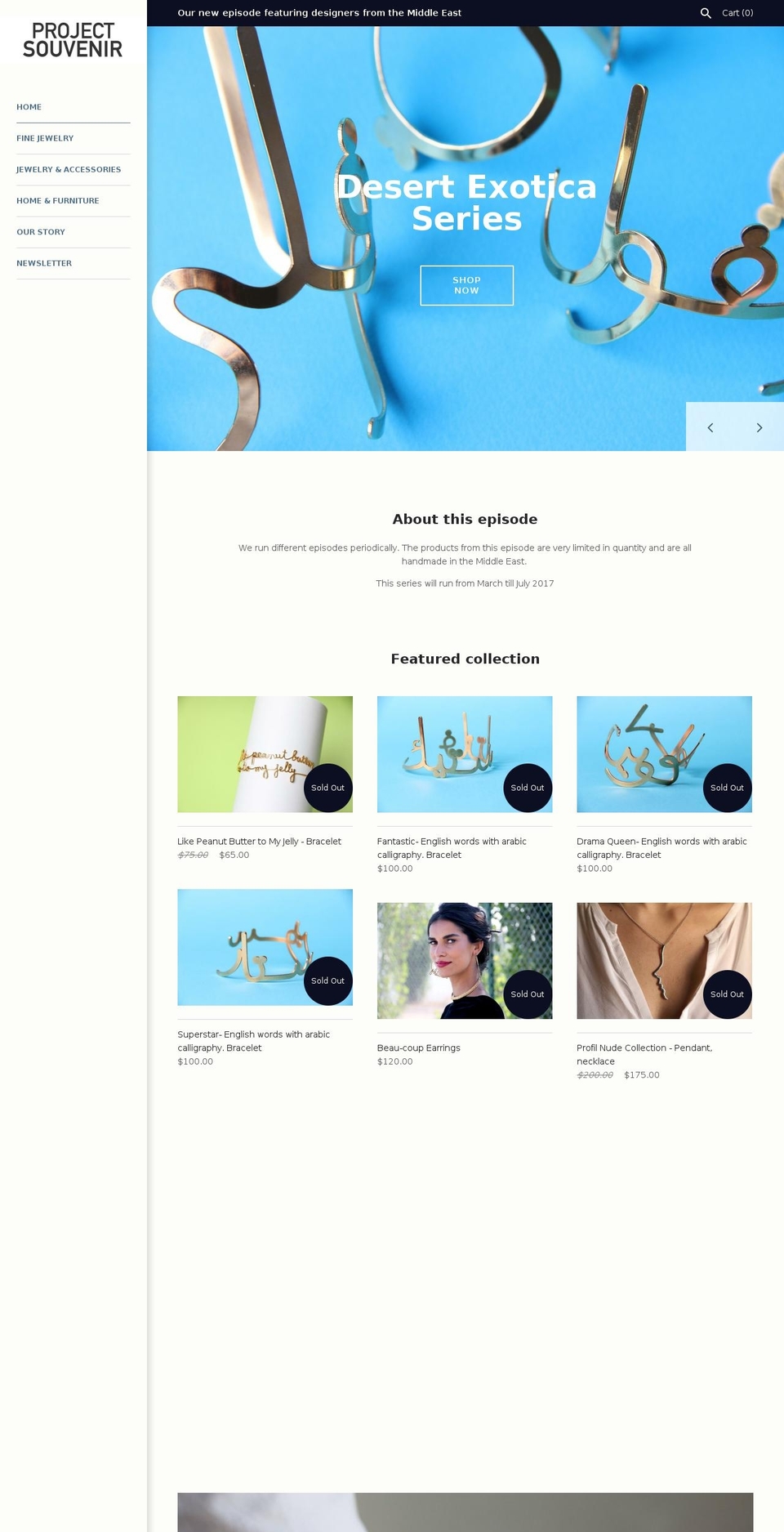 projectsouvenir.com shopify website screenshot