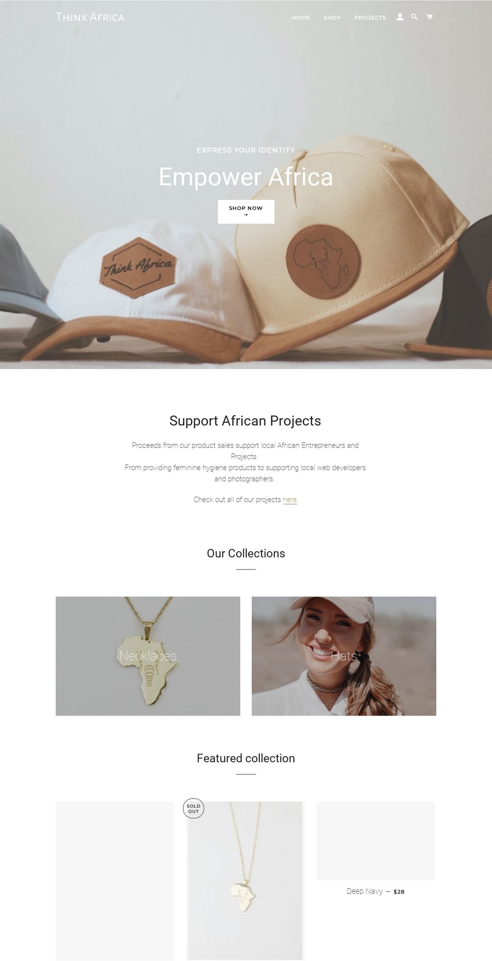projectthinkafrica.com — Shopify storefront screenshot