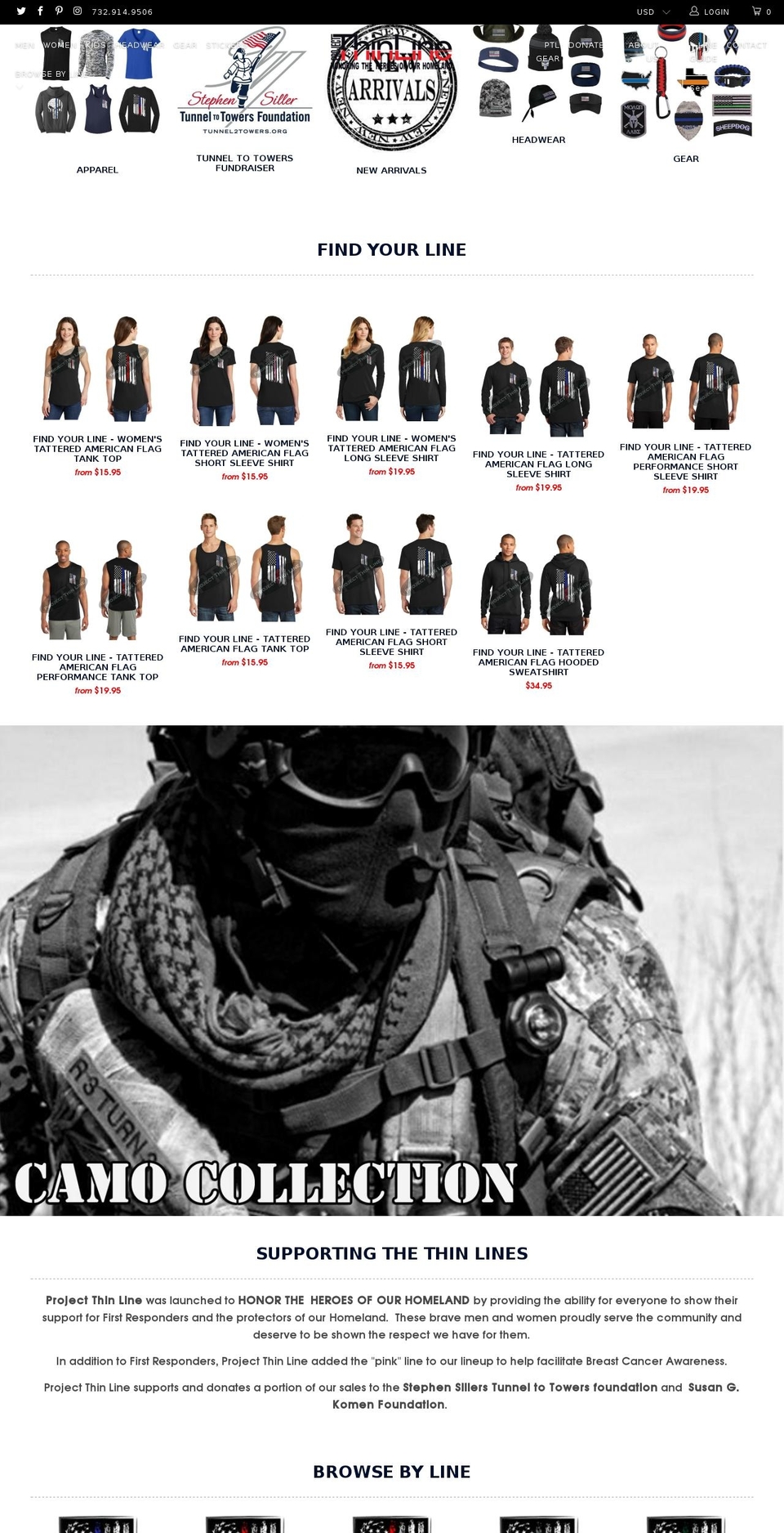 projectthinline.com shopify website screenshot