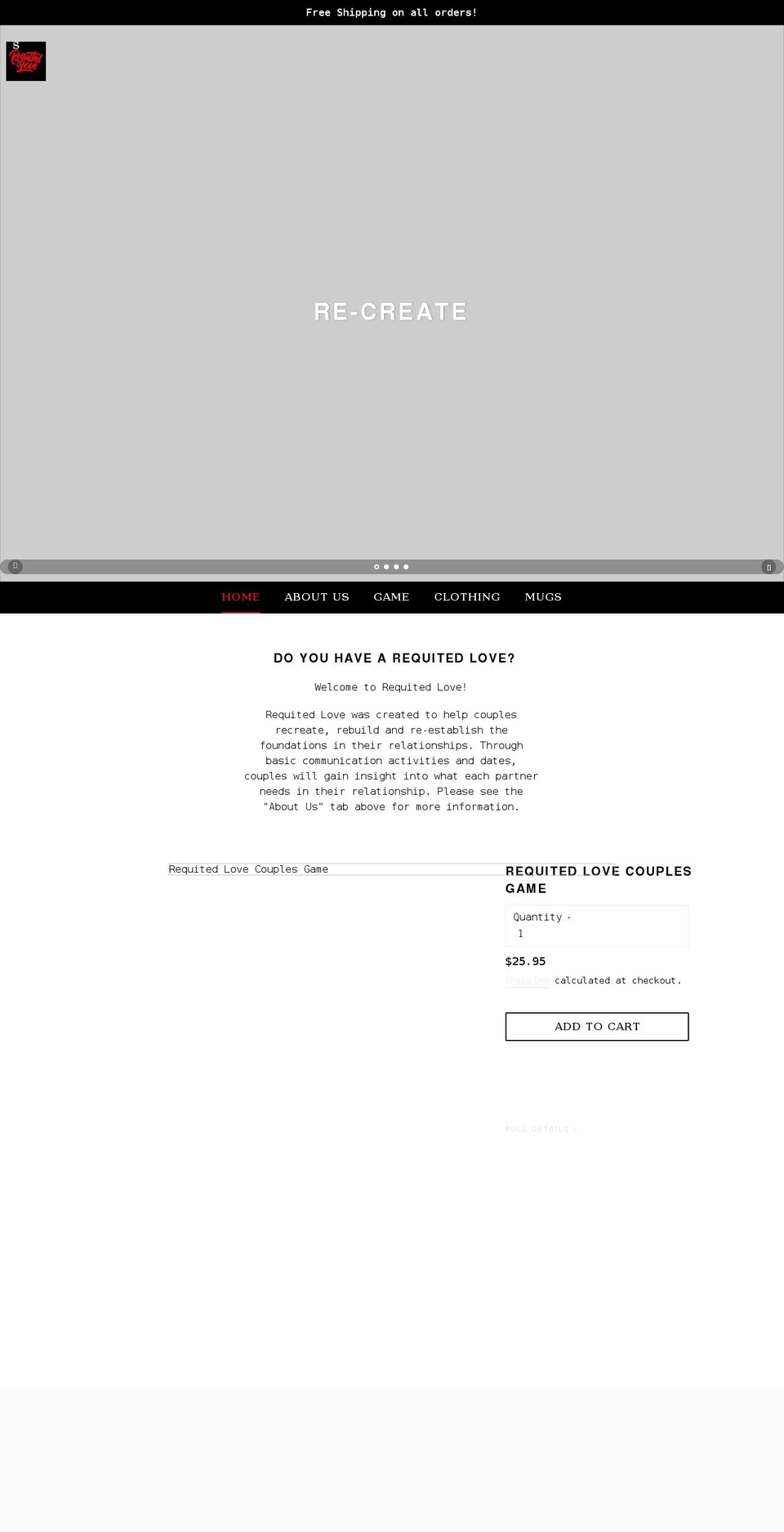 projectusrequitedlove.com shopify website screenshot