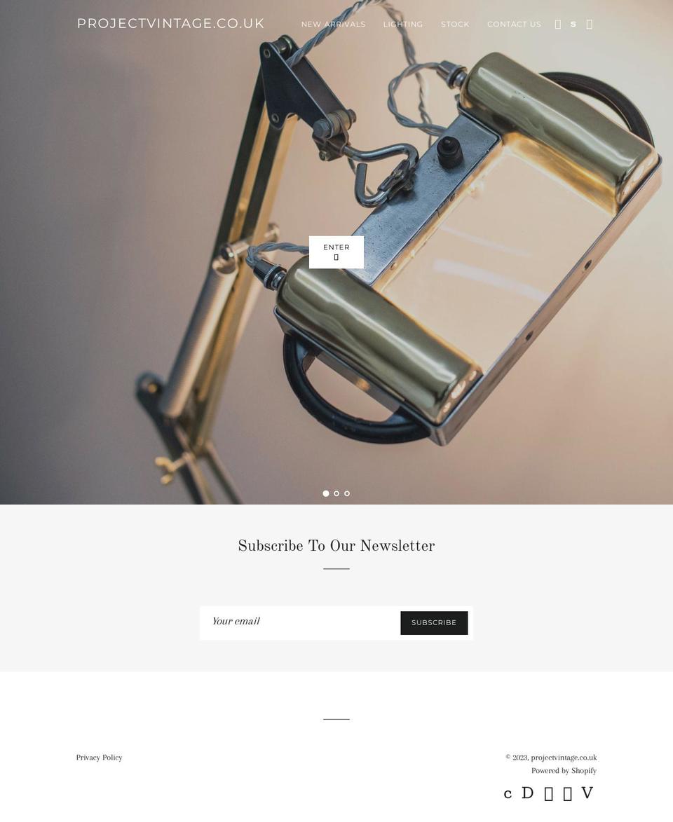 projectvintage.co.uk shopify website screenshot