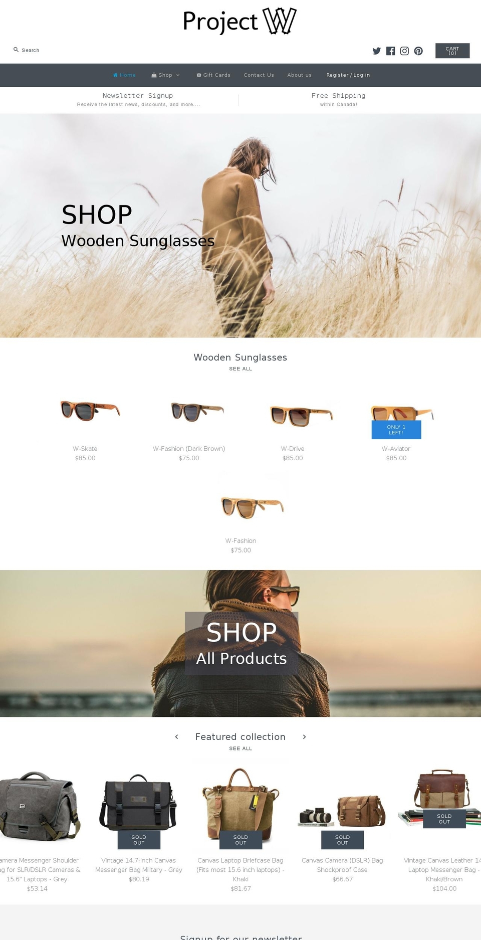 projectw.ca shopify website screenshot