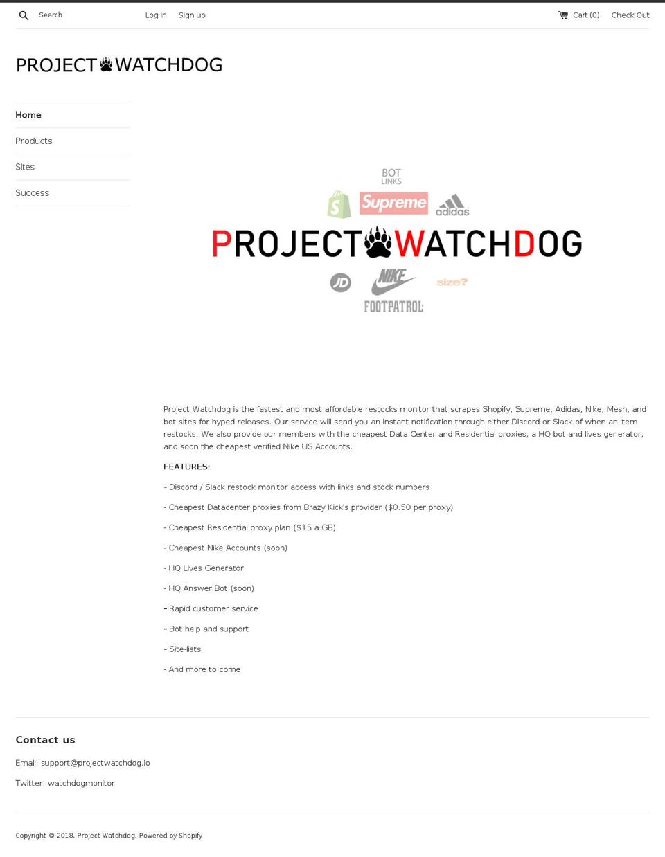 projectwatchdog.io shopify website screenshot