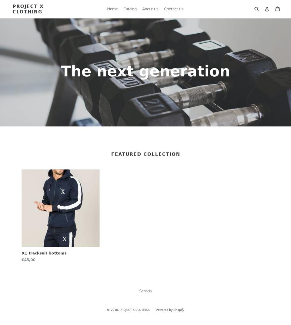 projectxclothing.com — Shopify storefront screenshot