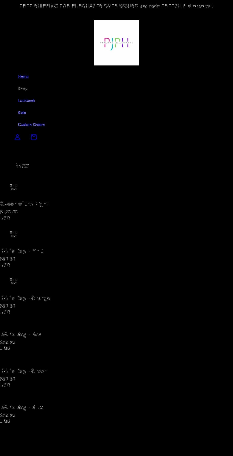 projectxplayhouse.com shopify website screenshot