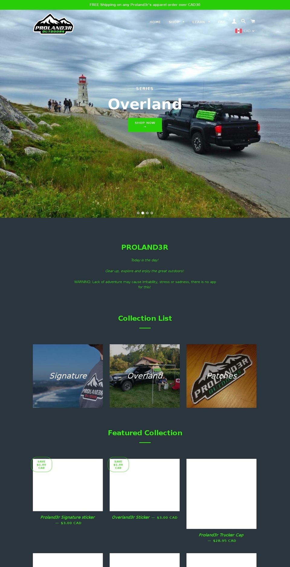 proland3r.com shopify website screenshot