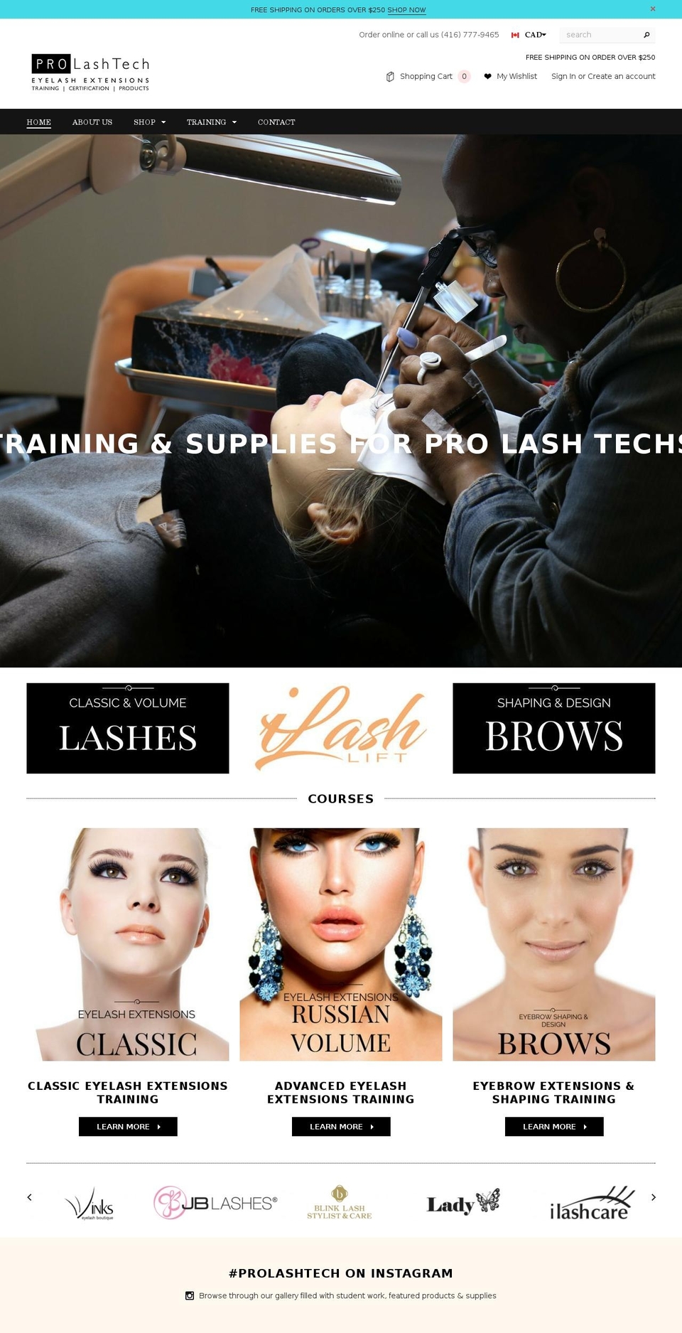 prolashtech.com shopify website screenshot