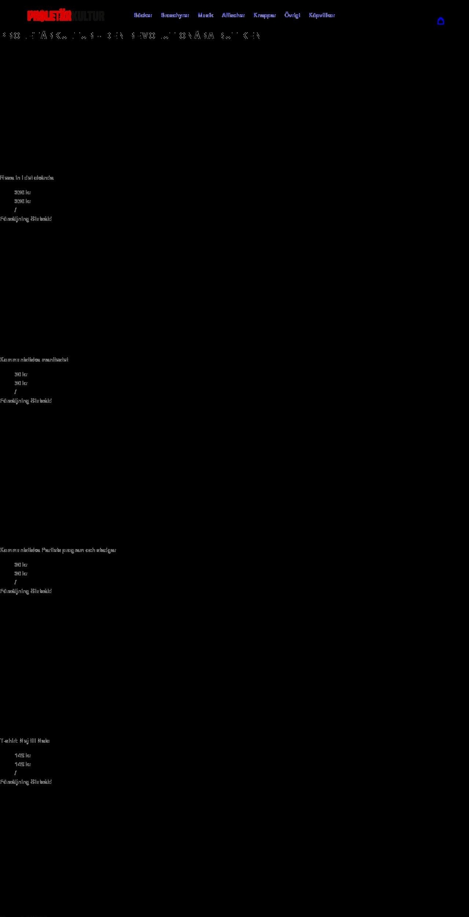 proletarkultur.se shopify website screenshot