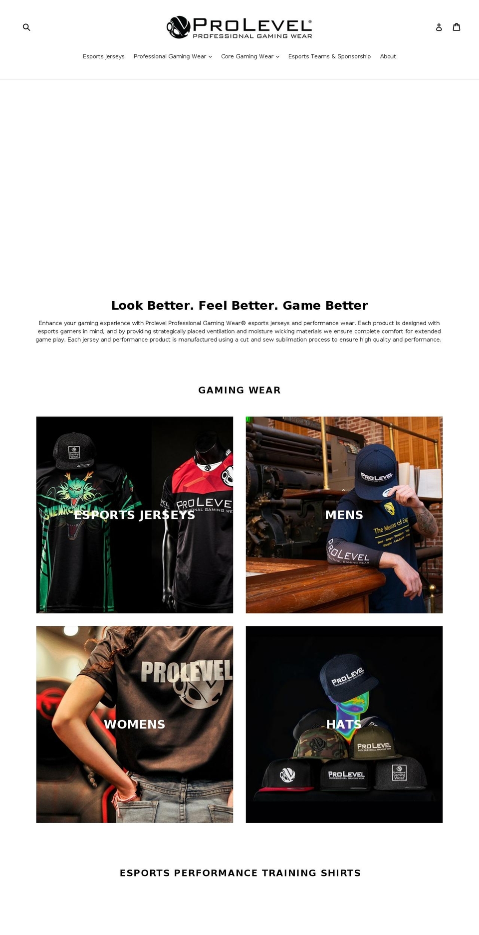 prolevelwear.com shopify website screenshot