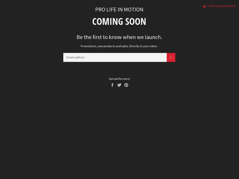 prolifeinmotion.com — Shopify storefront screenshot