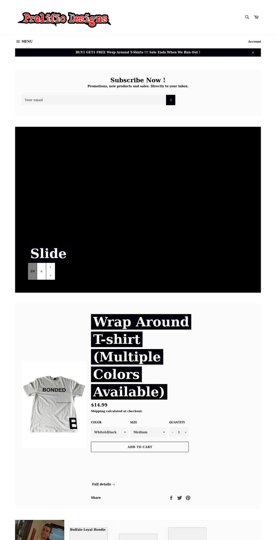 prolific-designs.com shopify website screenshot