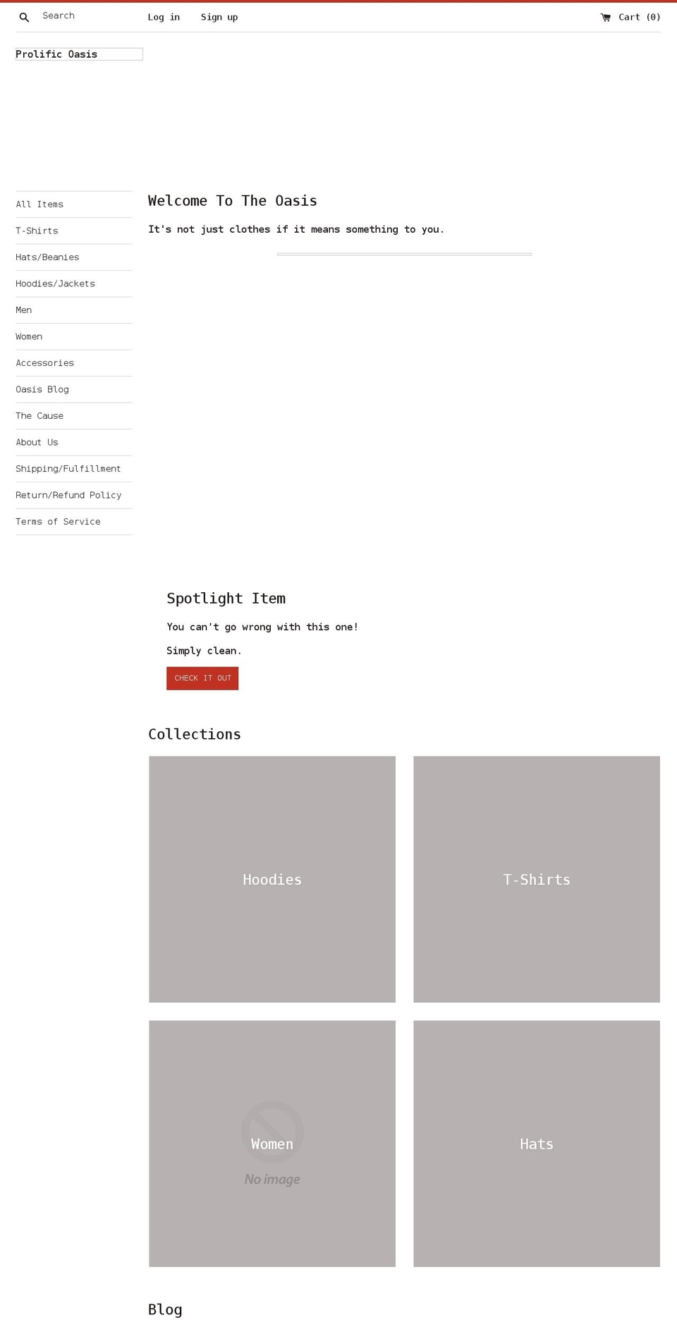 prolificoasis.com shopify website screenshot
