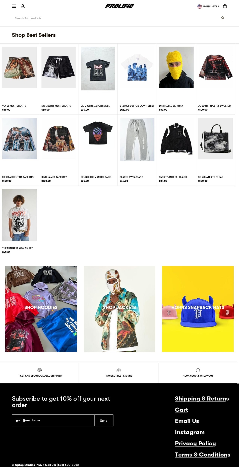 Prolific Shopify theme site example prolificshop.com