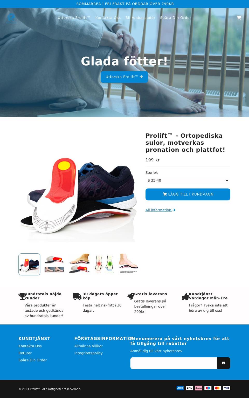 prolift.se shopify website screenshot