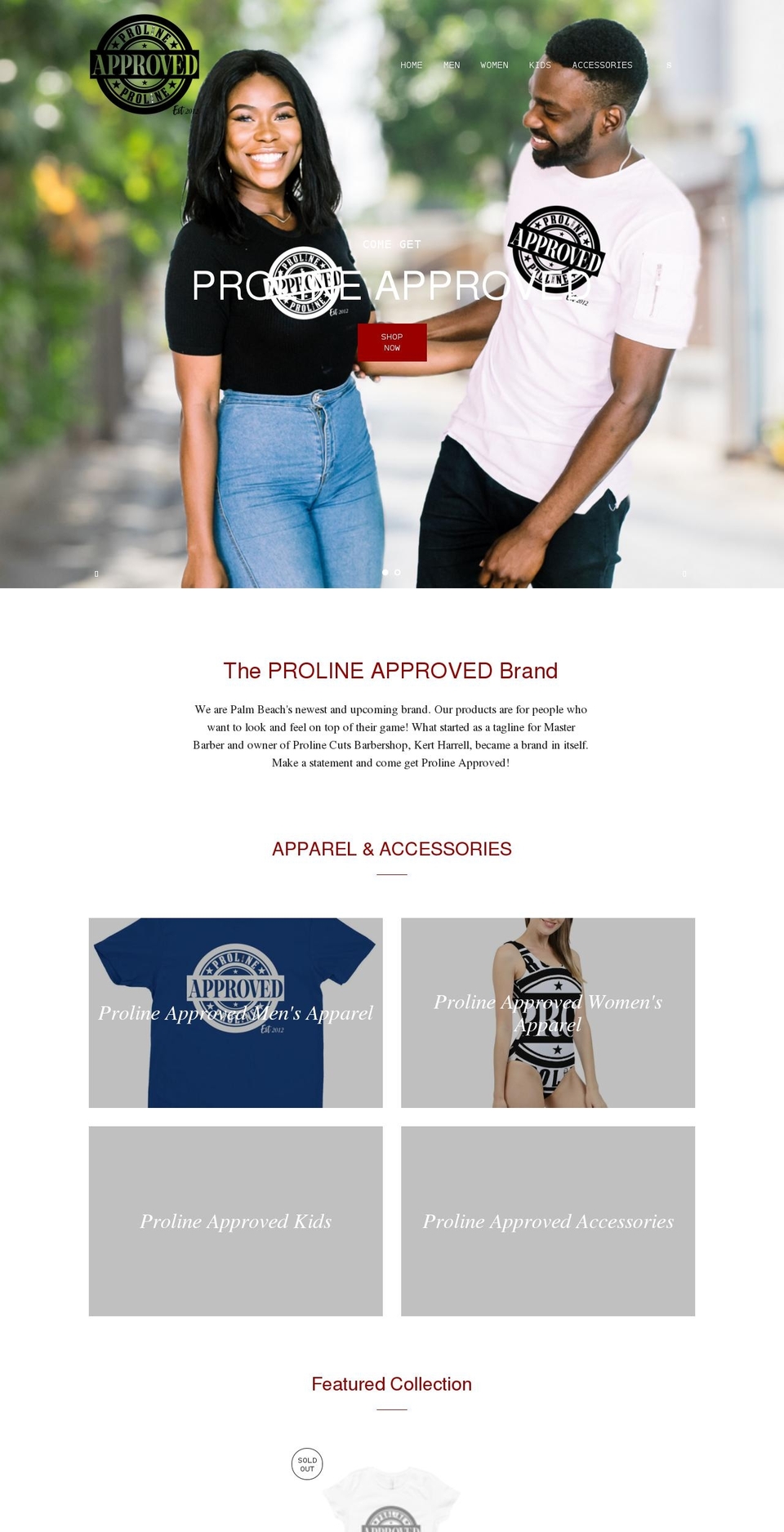 prolineapproved.com shopify website screenshot