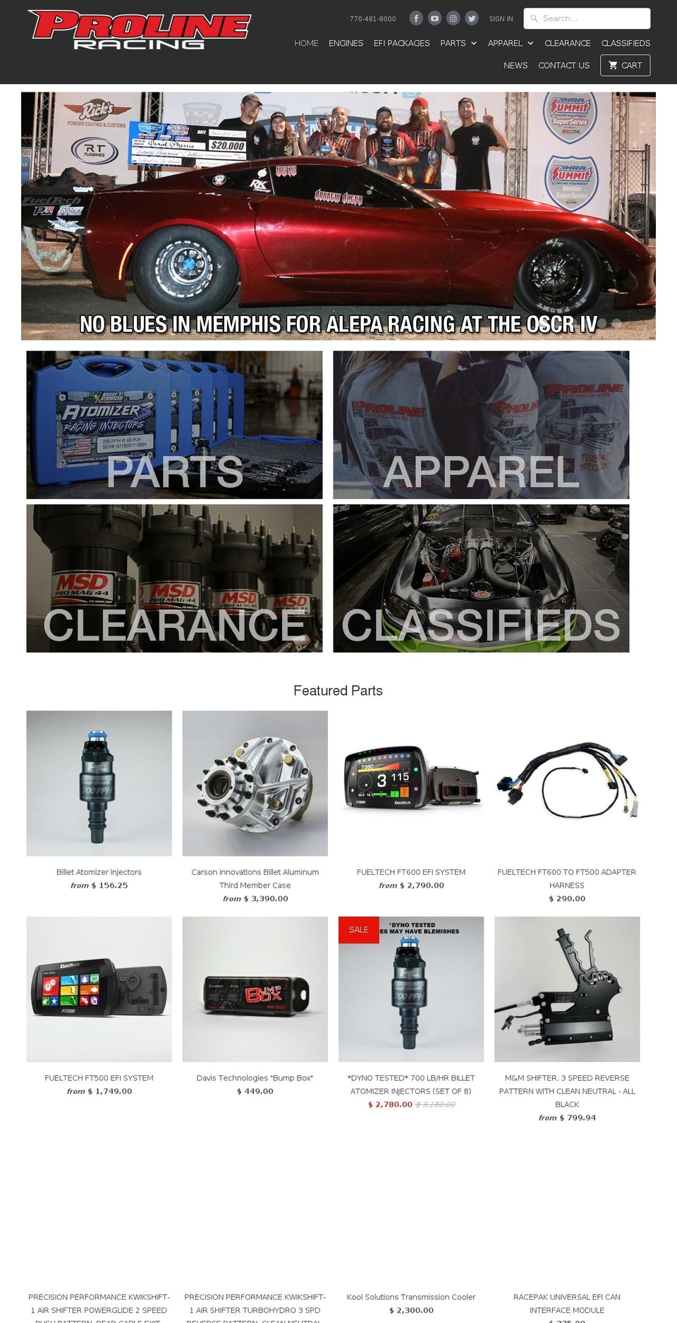 prolineracing.net shopify website screenshot