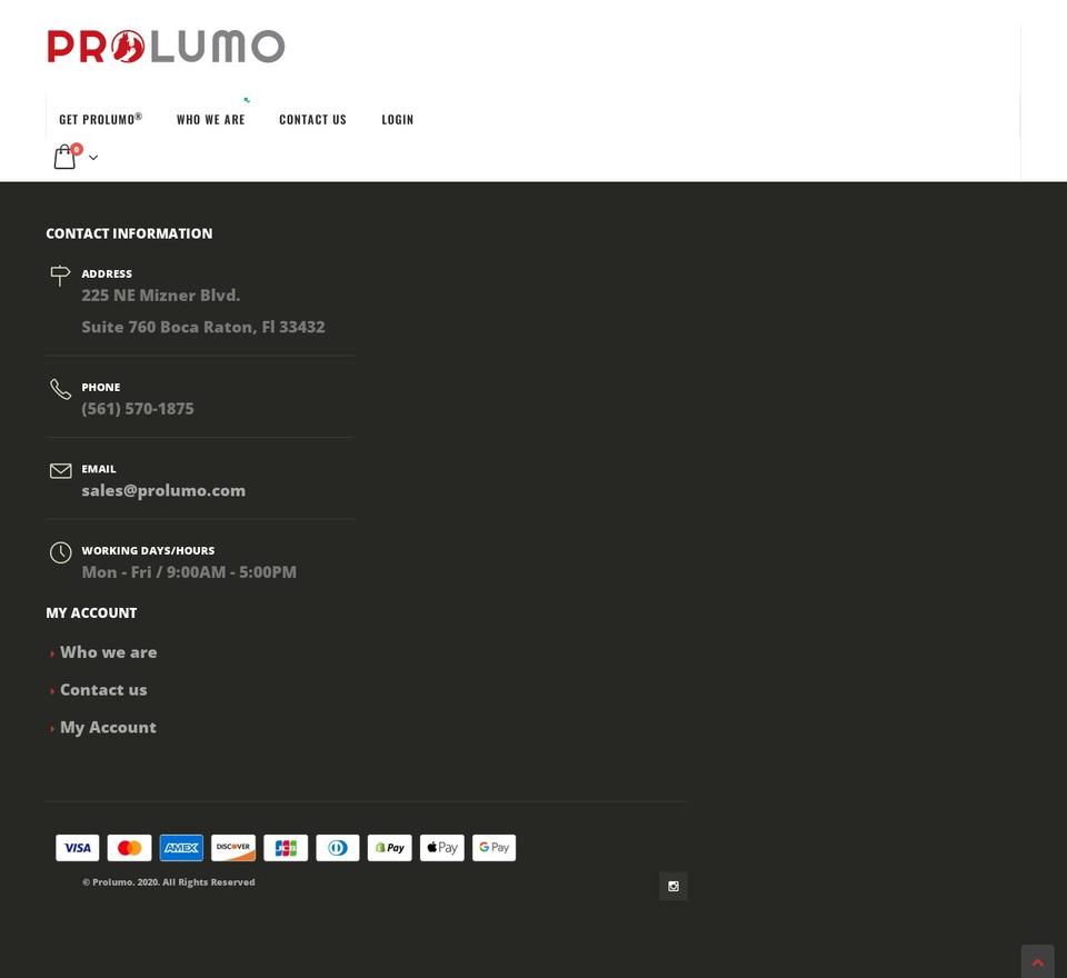 prolumo.com shopify website screenshot
