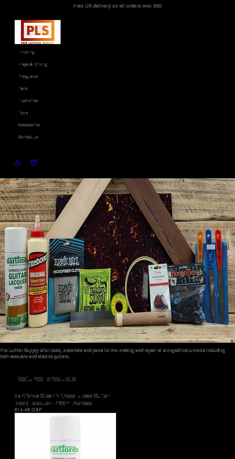 proluthiersupply.com shopify website screenshot