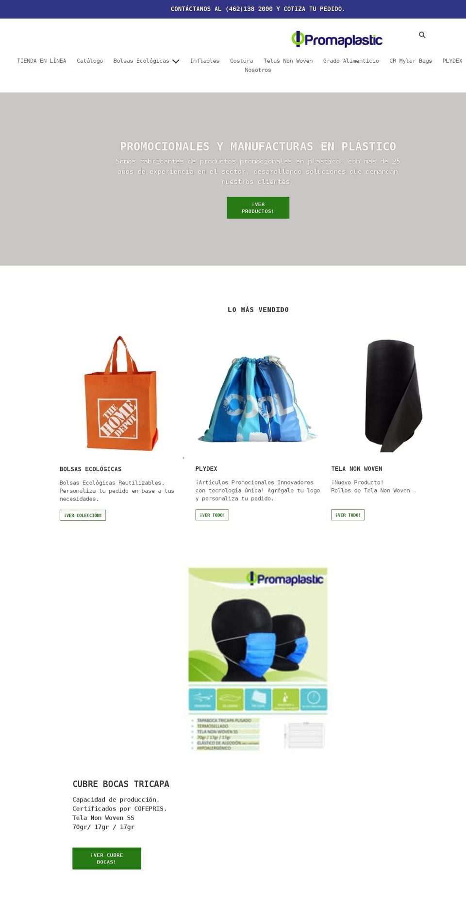 promaplastic.com.mx shopify website screenshot