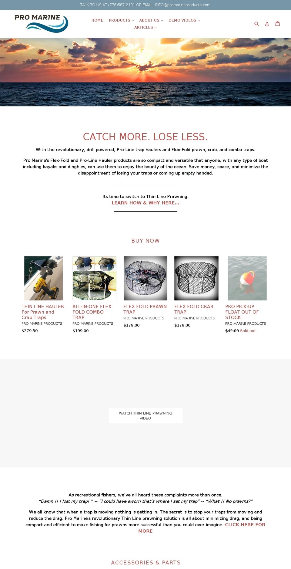promarineproducts.com — Shopify storefront screenshot