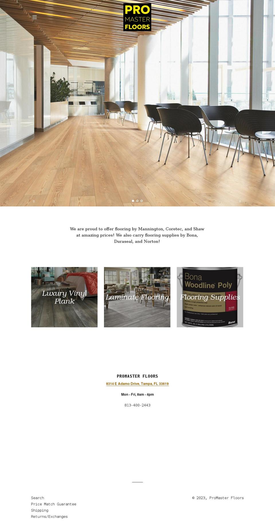 promasterfloors.com shopify website screenshot