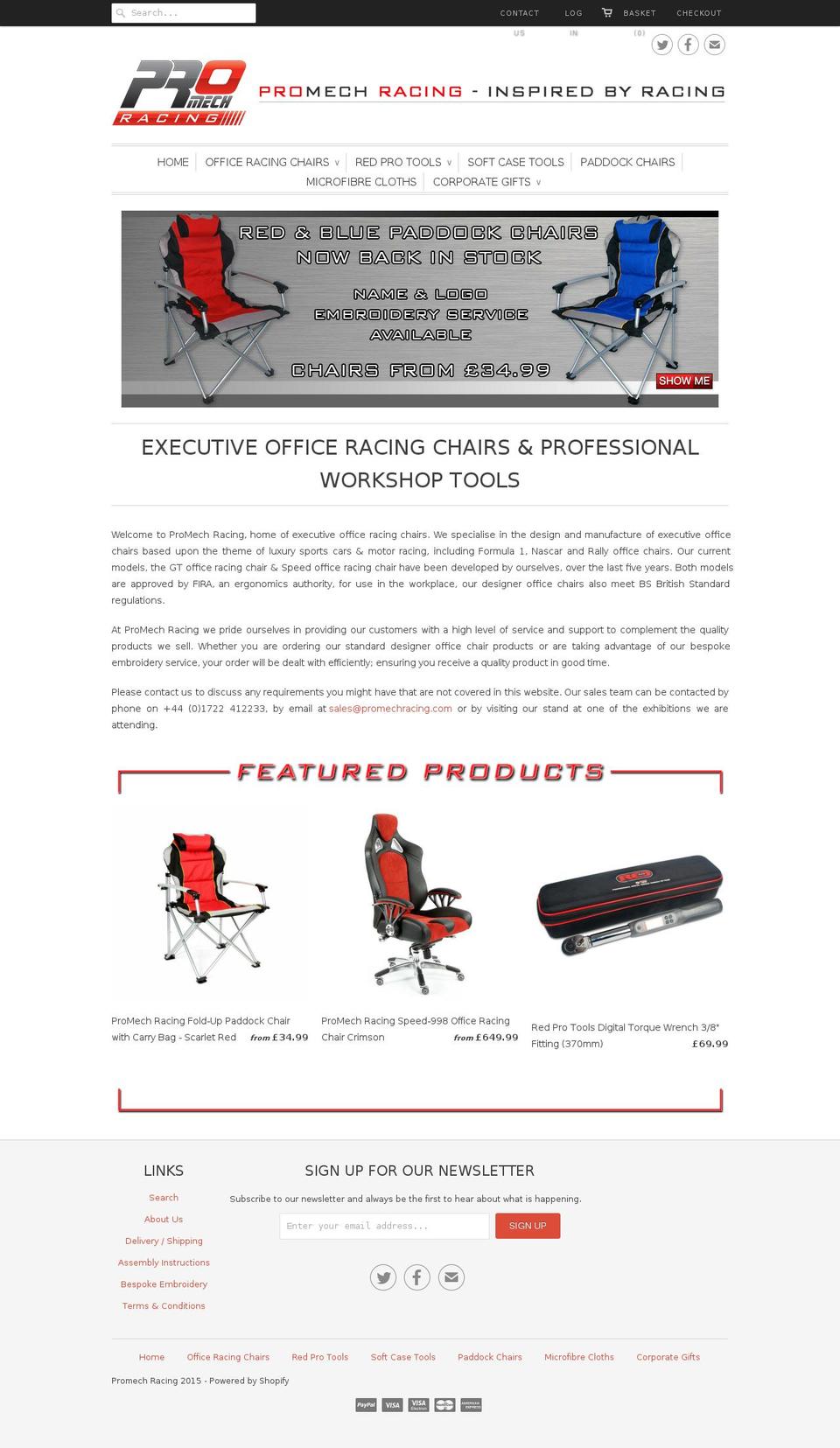 promechracing.com shopify website screenshot