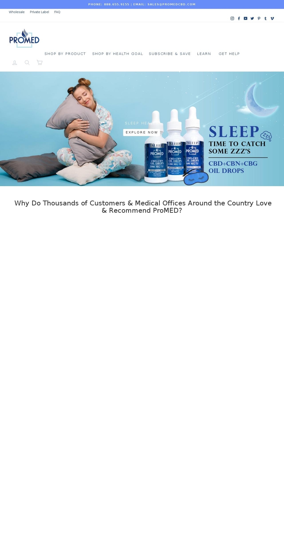 promedcbd.com shopify website screenshot