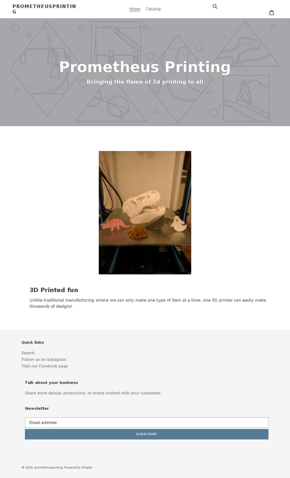 prometheusprinting.com shopify website screenshot