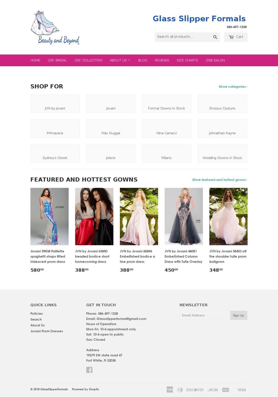 promgirlglassslipper.com — Shopify storefront screenshot