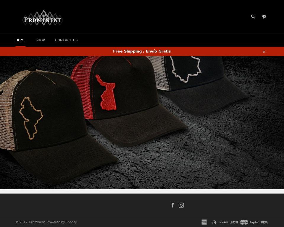 prominentclothingstore.com shopify website screenshot