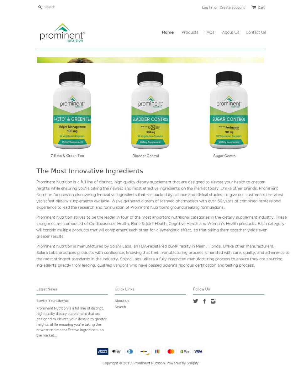 prominentnutrition.com — Shopify storefront screenshot