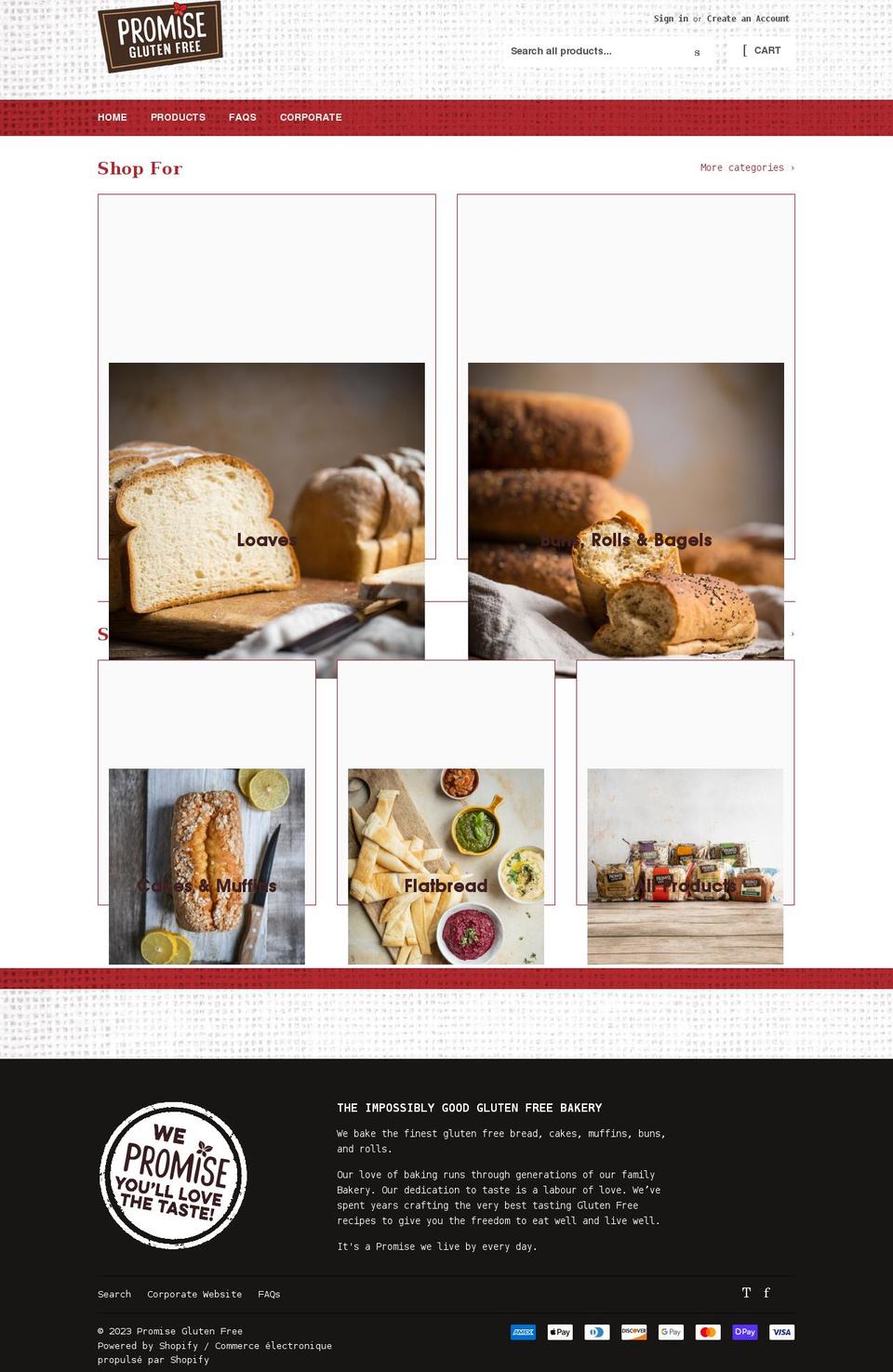 promiseglutenfree.shop shopify website screenshot