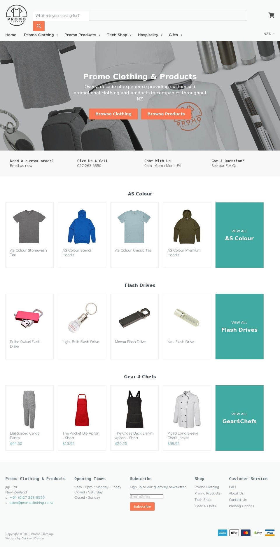 promoclothing.co.nz shopify website screenshot