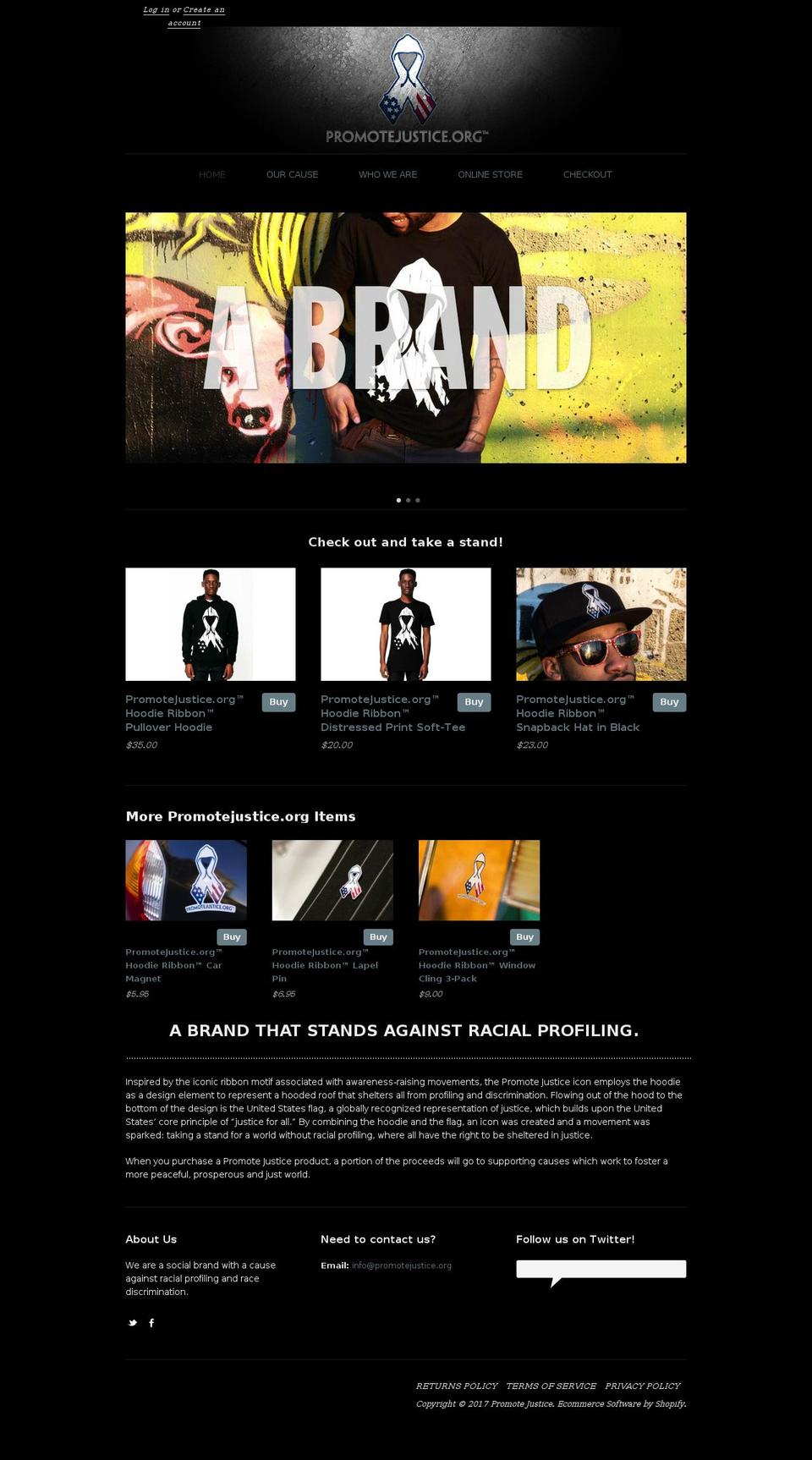 promotejustice.com shopify website screenshot