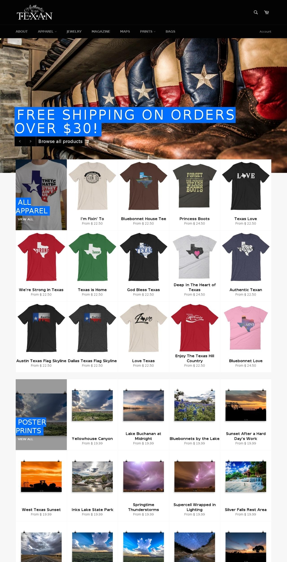 promotingtexas.com — Shopify storefront screenshot