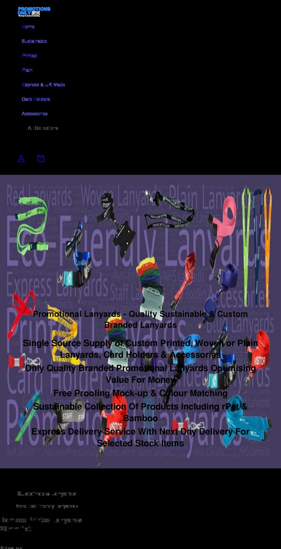 promotionsonlylanyards.co.uk shopify website screenshot