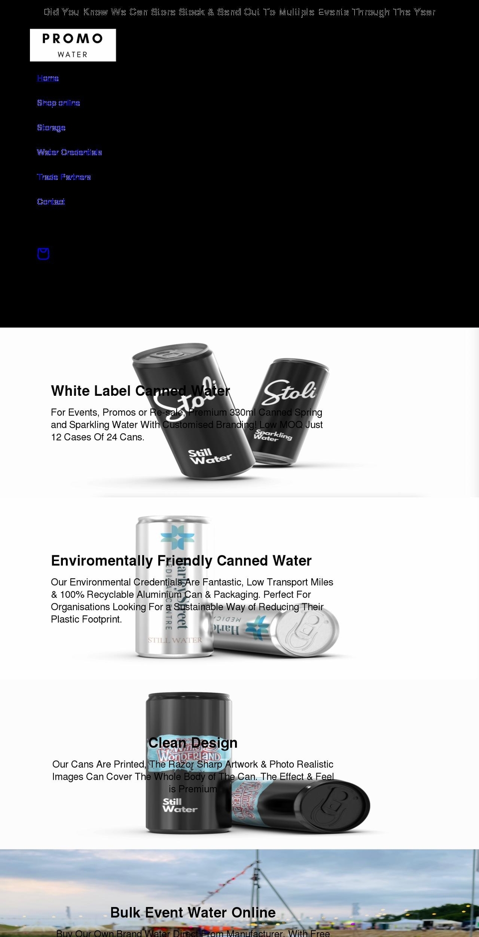 promowater.co.uk shopify website screenshot
