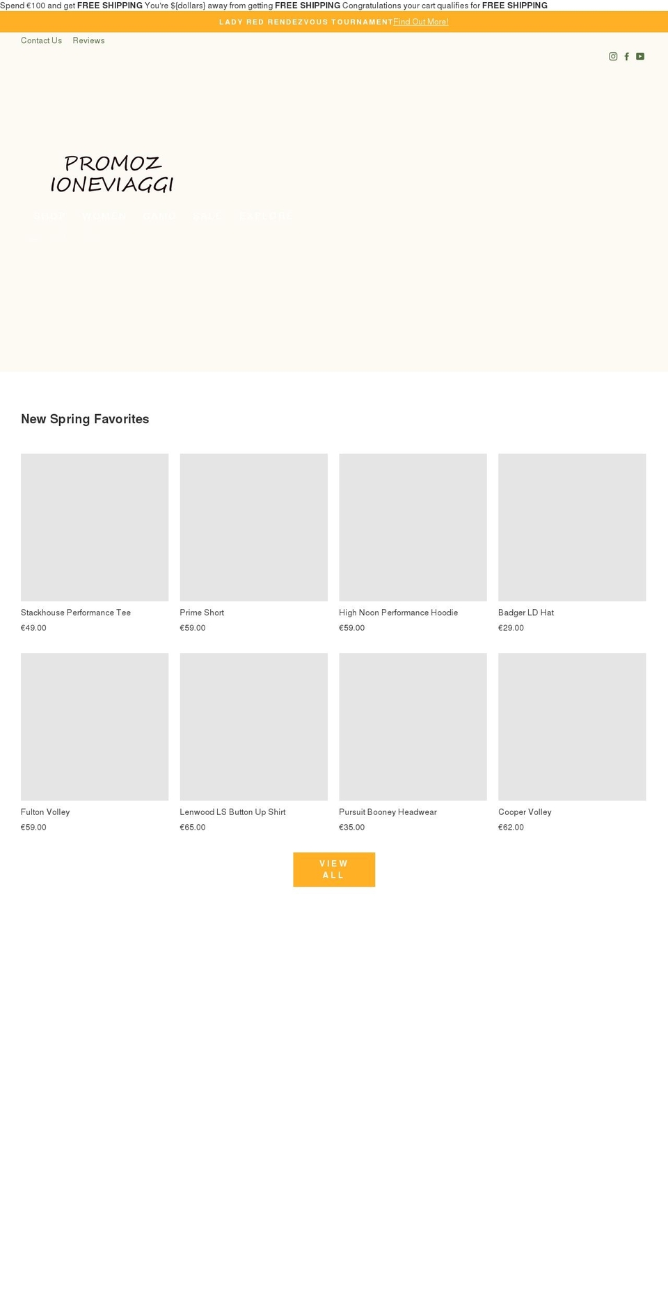 promozioneviaggi.com shopify website screenshot