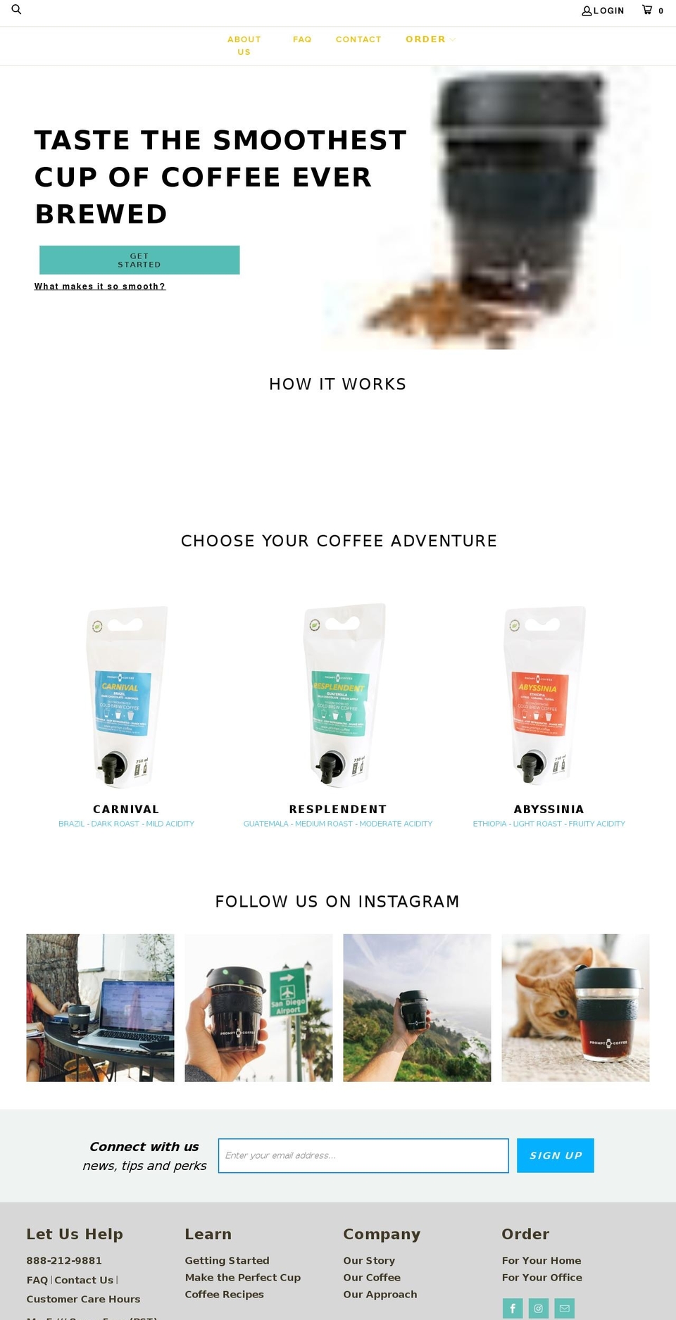 promptcoffee.com — Shopify storefront screenshot