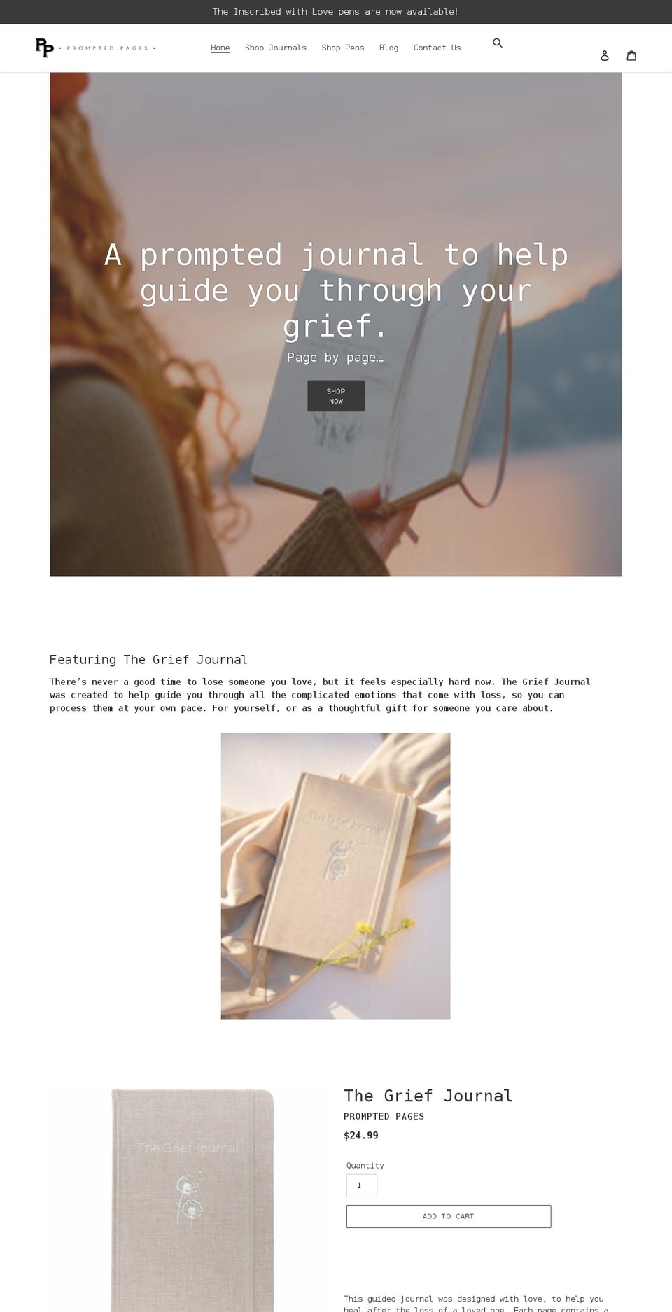 promptedpages.com shopify website screenshot