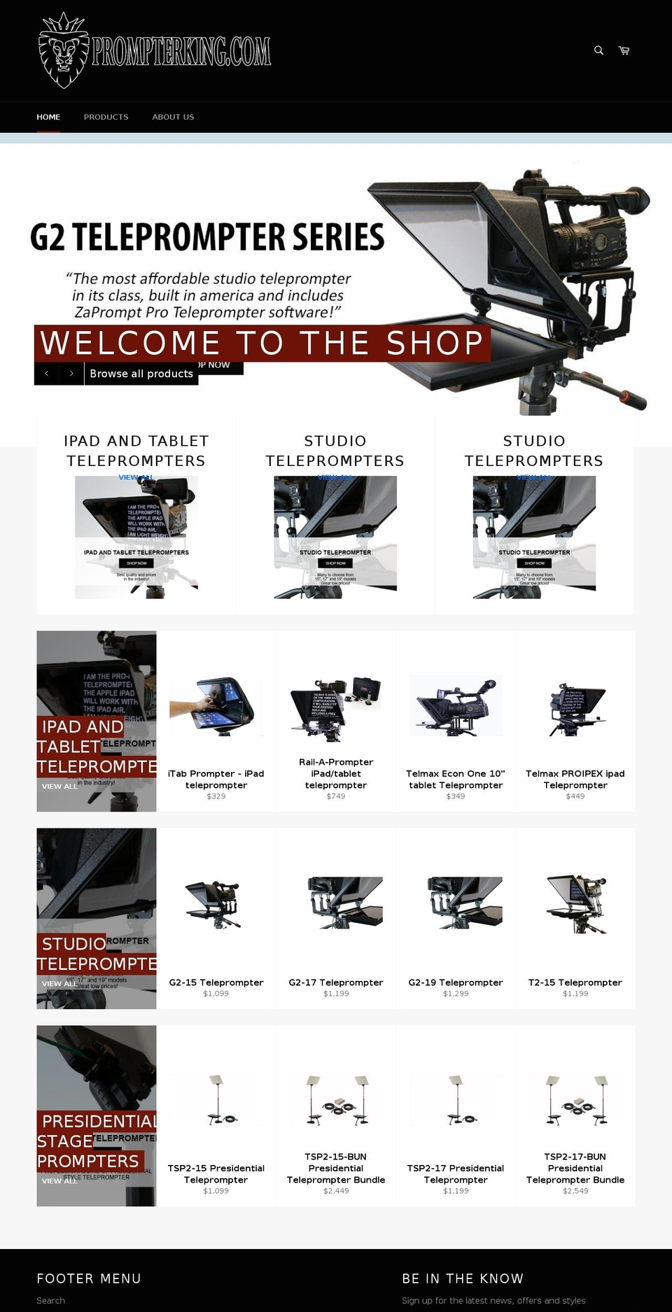 prompterking.com shopify website screenshot